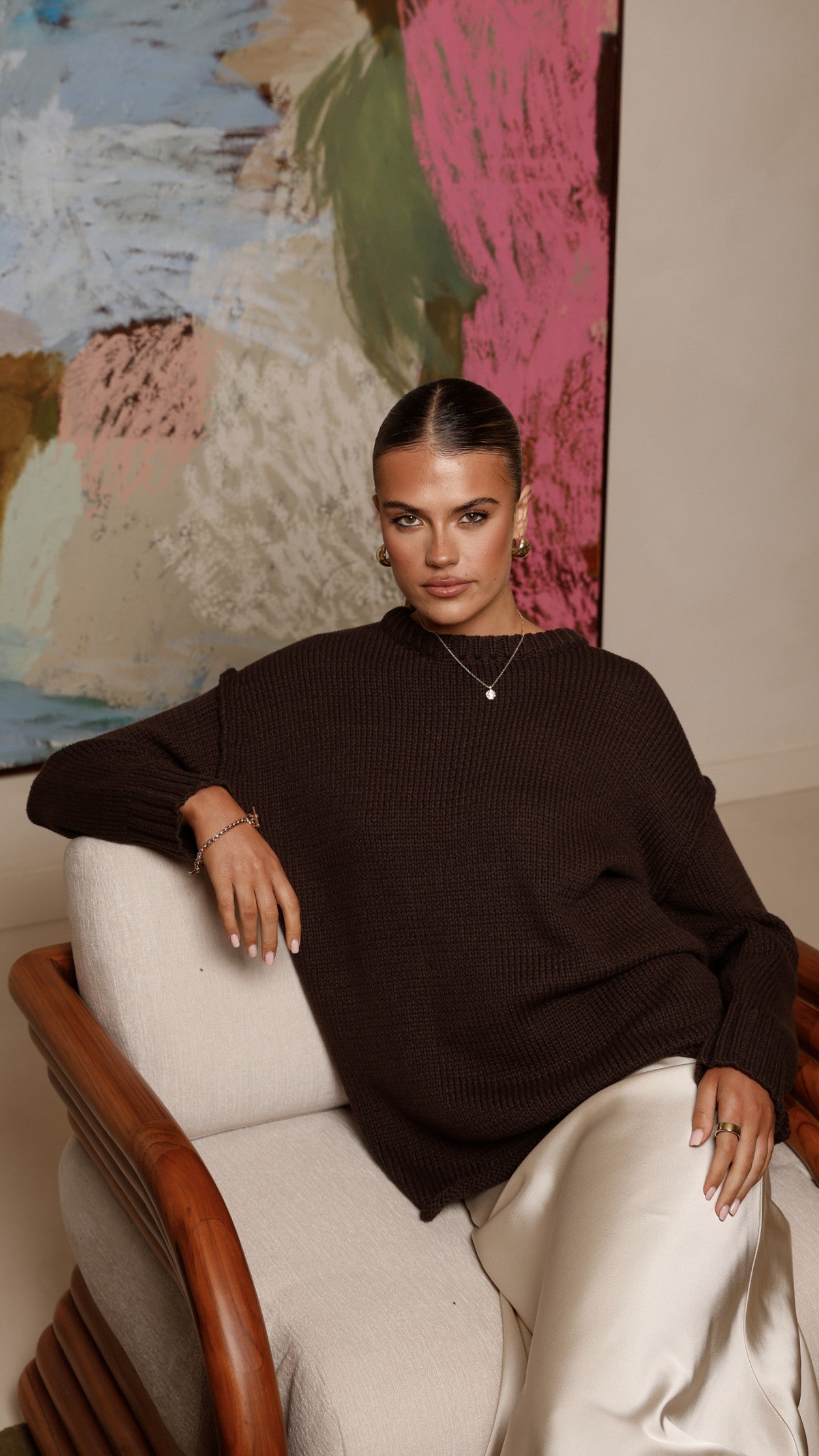 Delvine Knit Jumper - Chocolate - Billy J