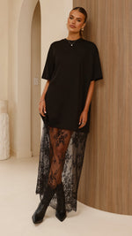 Raina T-Shirt Maxi Dress - Black Lace - Buy Women's Dresses - Billy J