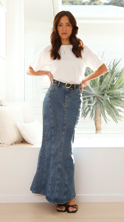 Load image into Gallery viewer, Penelope Denim Maxi Skirt - Mid Wash - Billy J
