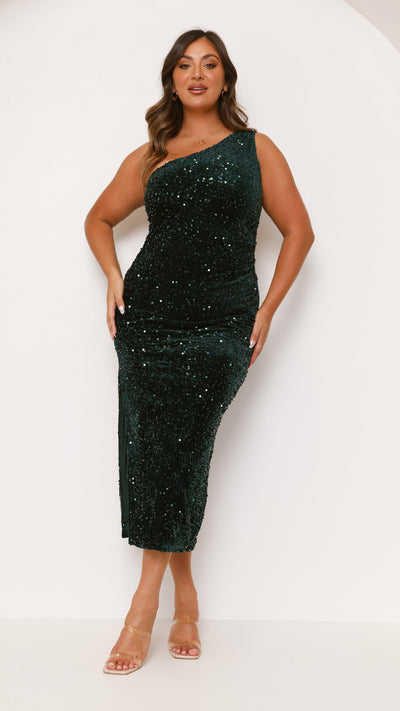 Load image into Gallery viewer, Anna Maxi Dress - Emerald Sequins - Billy J
