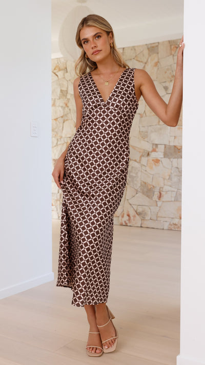 Load image into Gallery viewer, Stevie Midi Dress - Brown - Billy J
