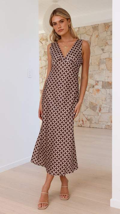 Load image into Gallery viewer, Stevie Midi Dress - Brown - Billy J
