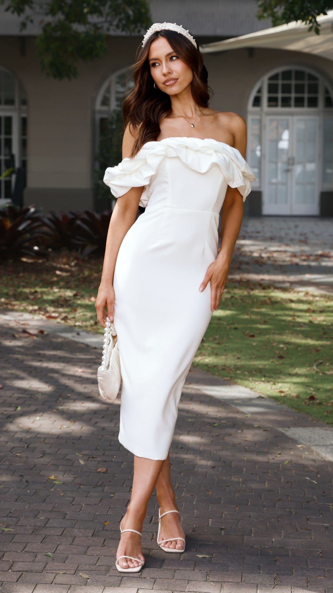 Bernadette Midi Dress - White - Billy J