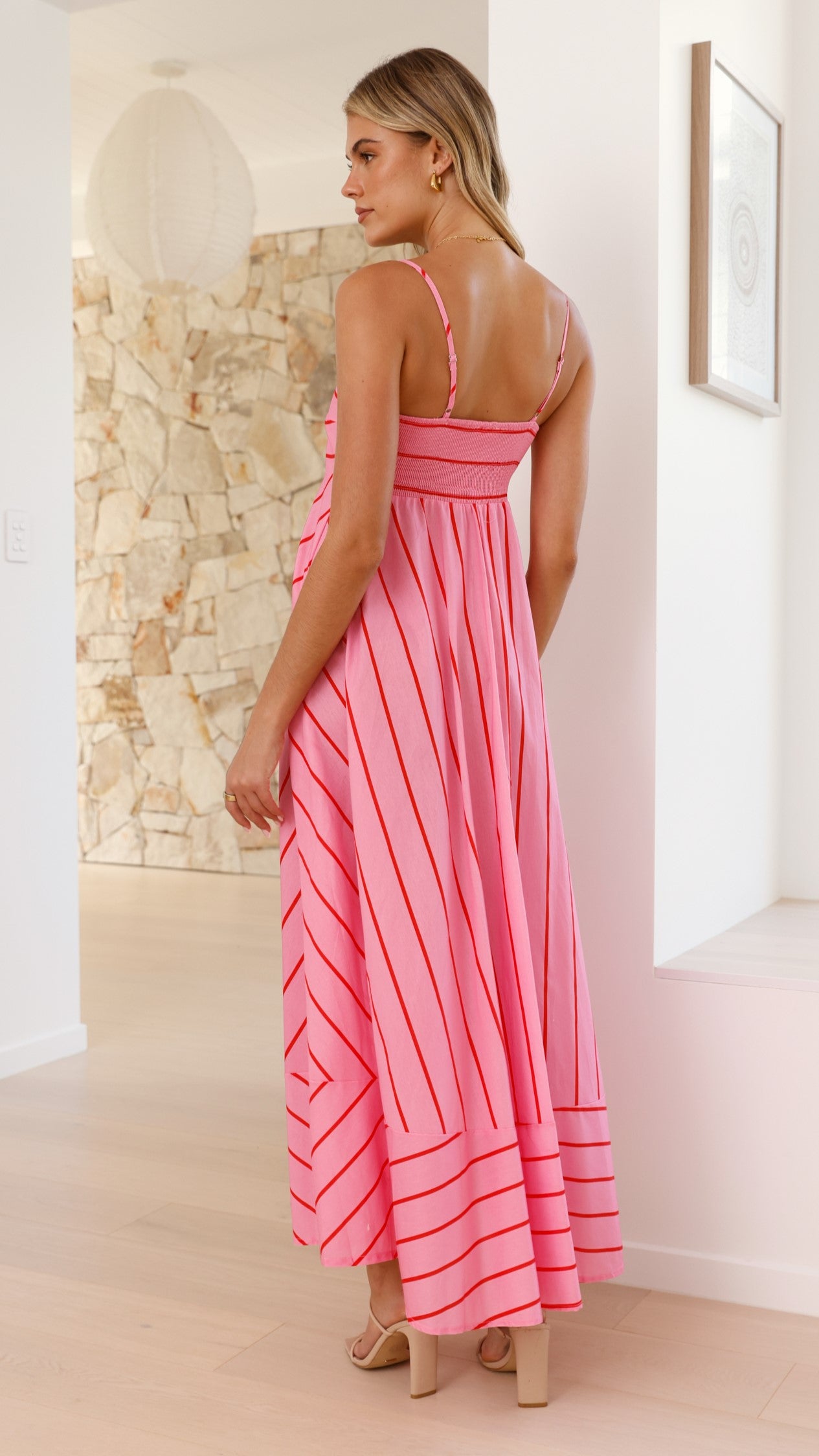 Kaethe Maxi Dress - Pink / Red Stripe