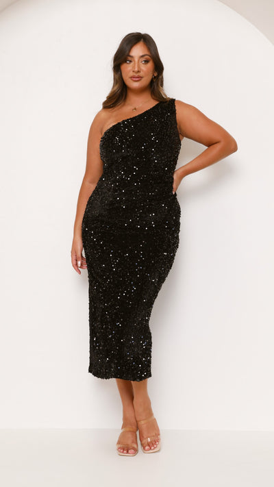 Load image into Gallery viewer, Anna Maxi Dress - Black/Black Sequins - Billy J
