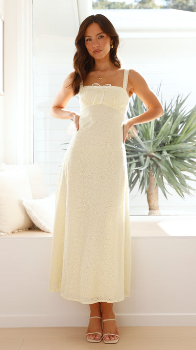 Load image into Gallery viewer, Romy Maxi Dress - Yellow / White - Billy J
