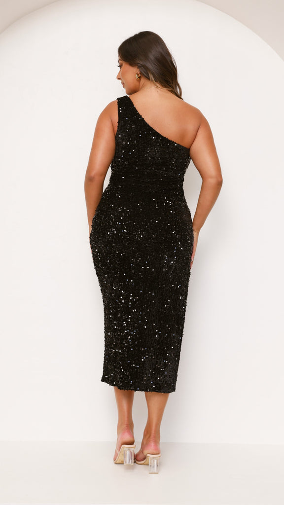 Anna Maxi Dress - Black/Black Sequins - Billy J