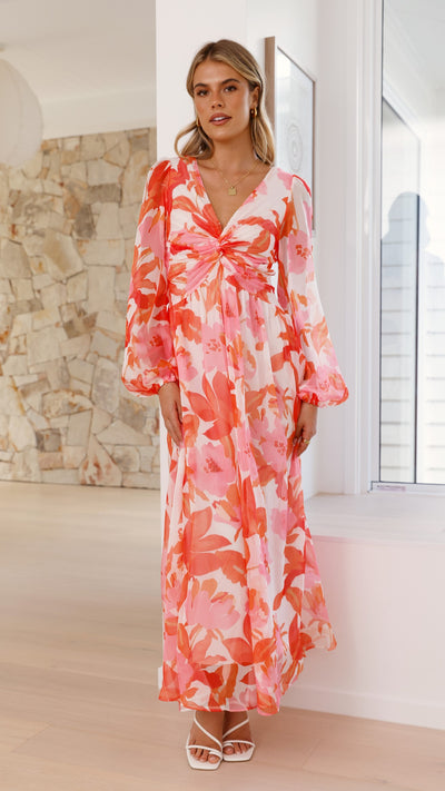 Load image into Gallery viewer, Aurea Midi Dress - Pink/Orange Floral
