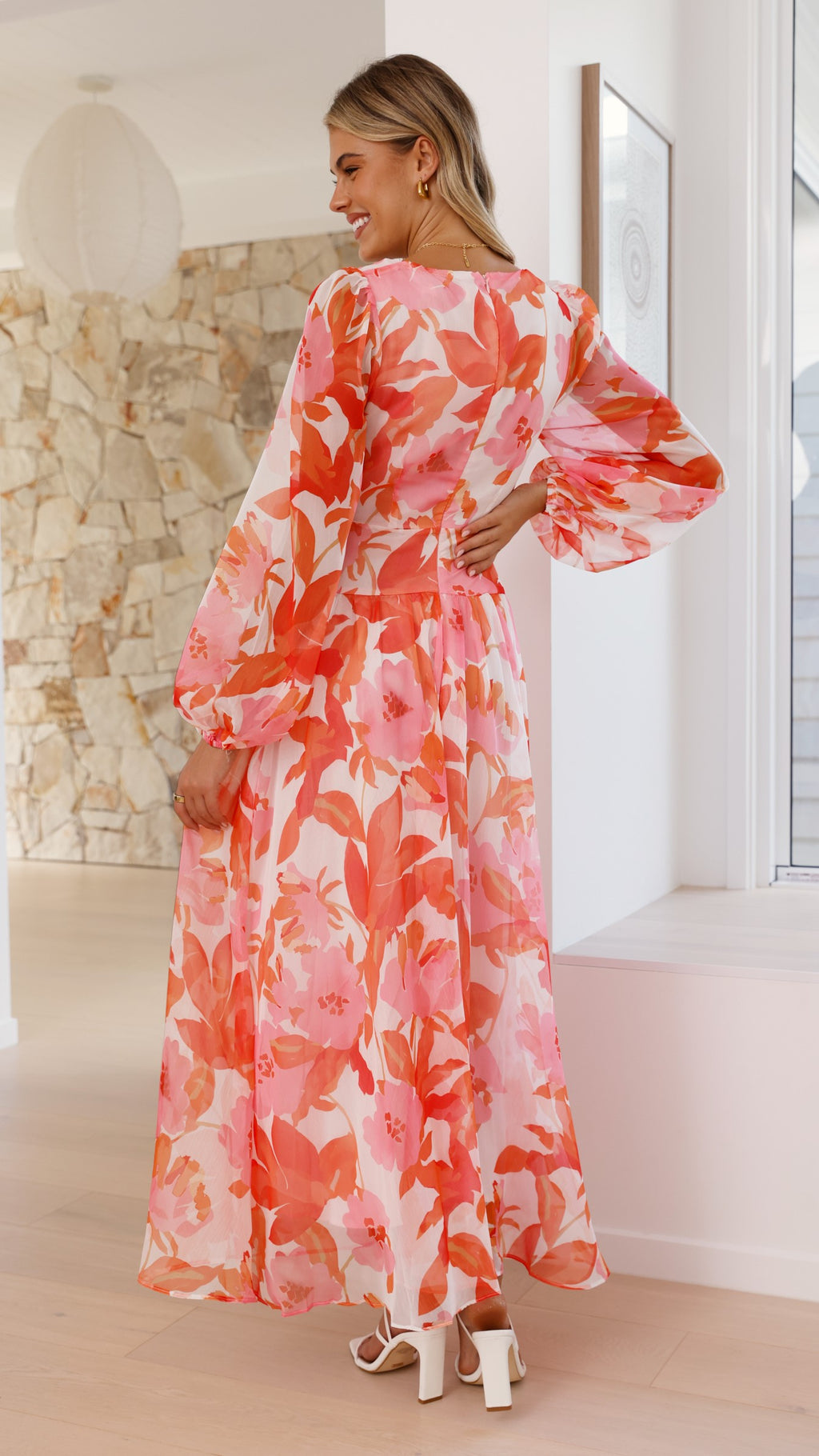 Aurea Midi Dress - Pink/Orange Floral