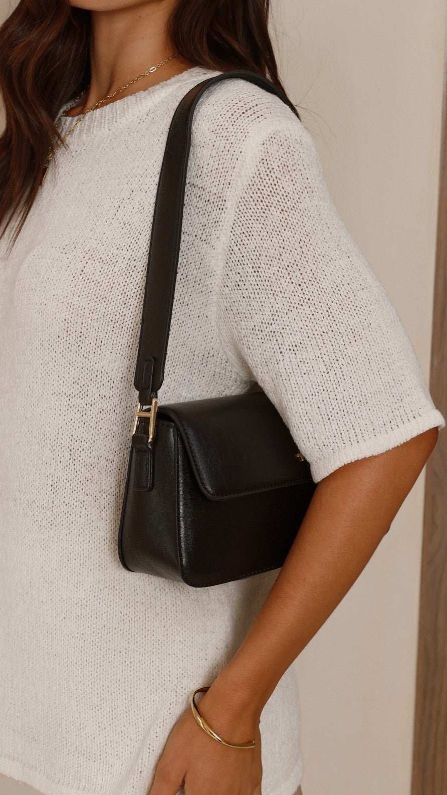 Jocelyn Shoulder Bag - Black PU - Billy J