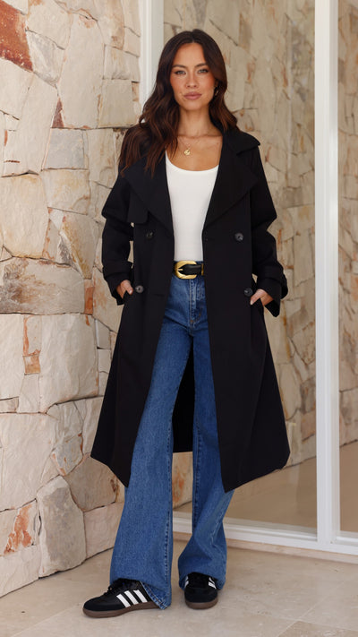Load image into Gallery viewer, Byron Trench Coat - Black - Billy J
