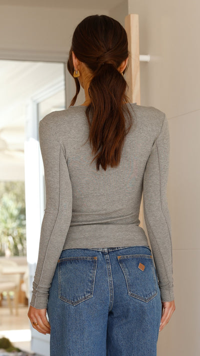 Load image into Gallery viewer, Leya Long Sleeve Top - Grey - Billy J
