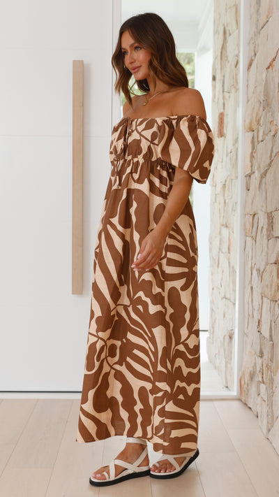 Load image into Gallery viewer, Penelope Maxi Dress - Sea Fern Print
