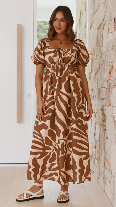 Load image into Gallery viewer, Penelope Maxi Dress - Sea Fern Print

