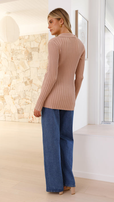 Load image into Gallery viewer, Darcy Knit Top - Mocha - Billy J
