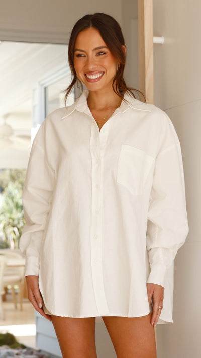 Load image into Gallery viewer, Casali Oversized Button Up Shirt - White - Billy J
