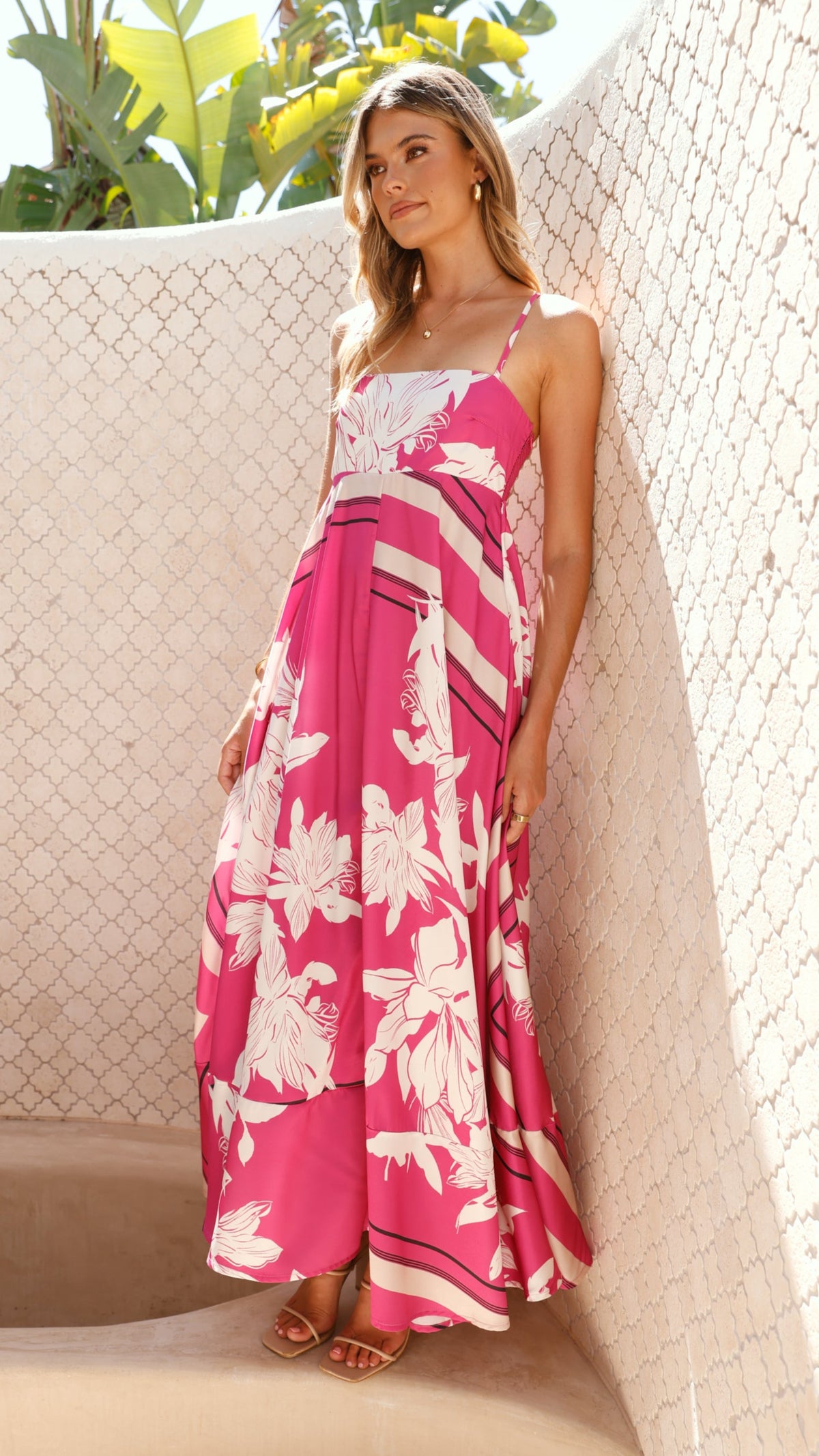 Kaethe Maxi Dress - Hot Pink Print - Billy J