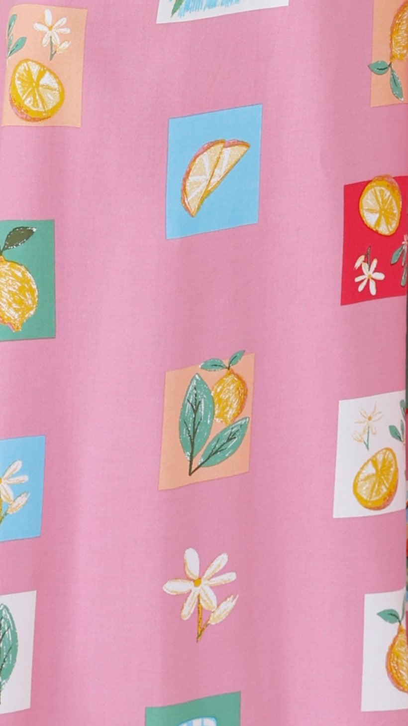 Daitaro Crop Top - Pink / Lemon Print - Billy J