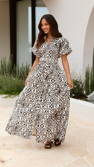 Load image into Gallery viewer, Yalitza Maxi Dress - Siena Print - Billy J
