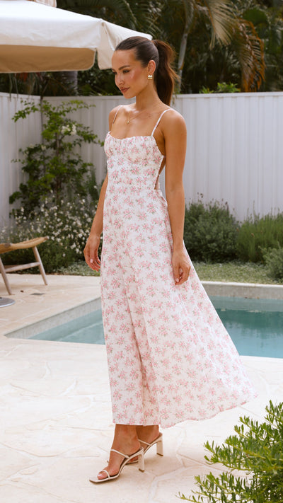 Load image into Gallery viewer, Rahima Maxi Dress - Pink Floral - Billy J
