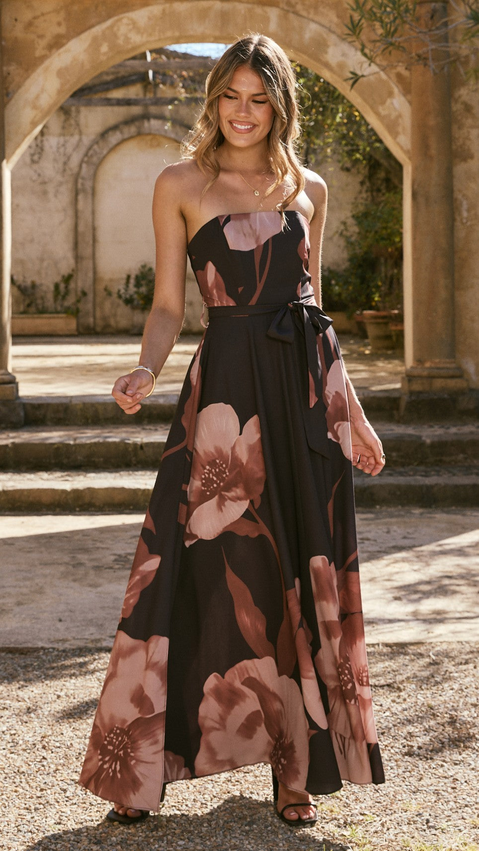 住まい/暮らし/子育て Floral Sexy Long Gown Carson Maxi Dress - Black/Wine Floral - Buy Women's Dresses - Billy J