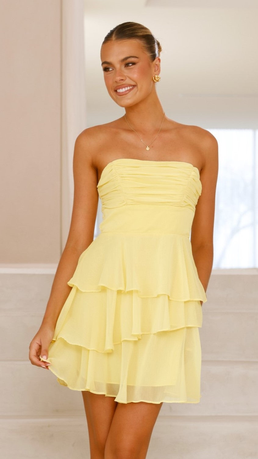 Alessia Mini Dress - Yellow - Billy J