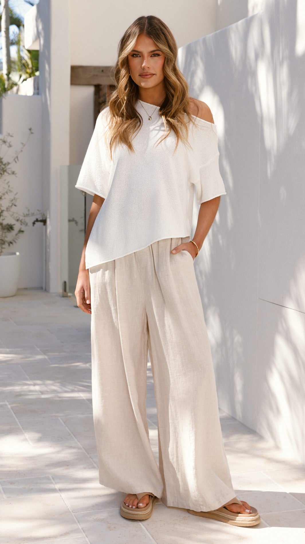 Blair Off Shoulder Tee - White - Billy J
