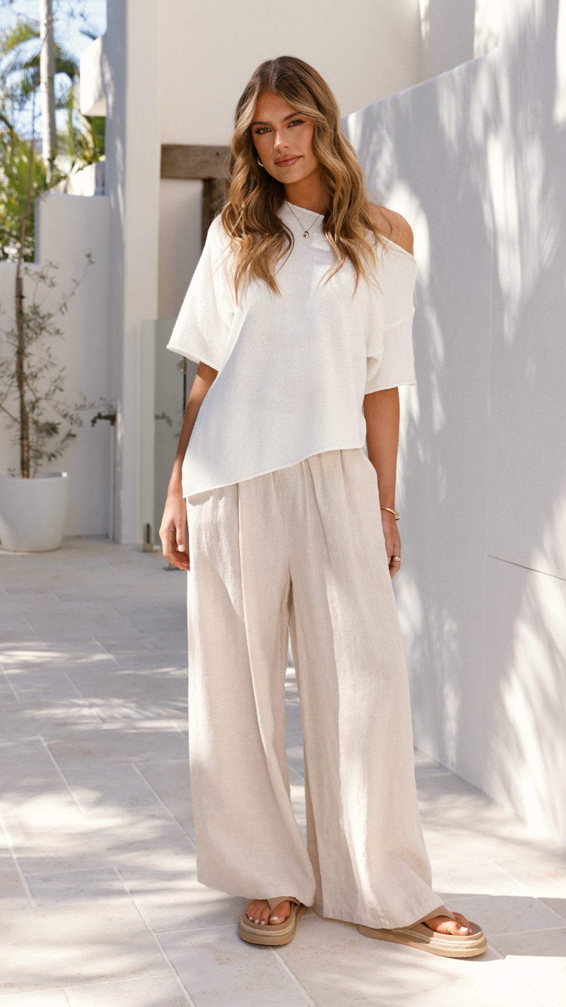 Blair Off Shoulder Tee - White - Billy J