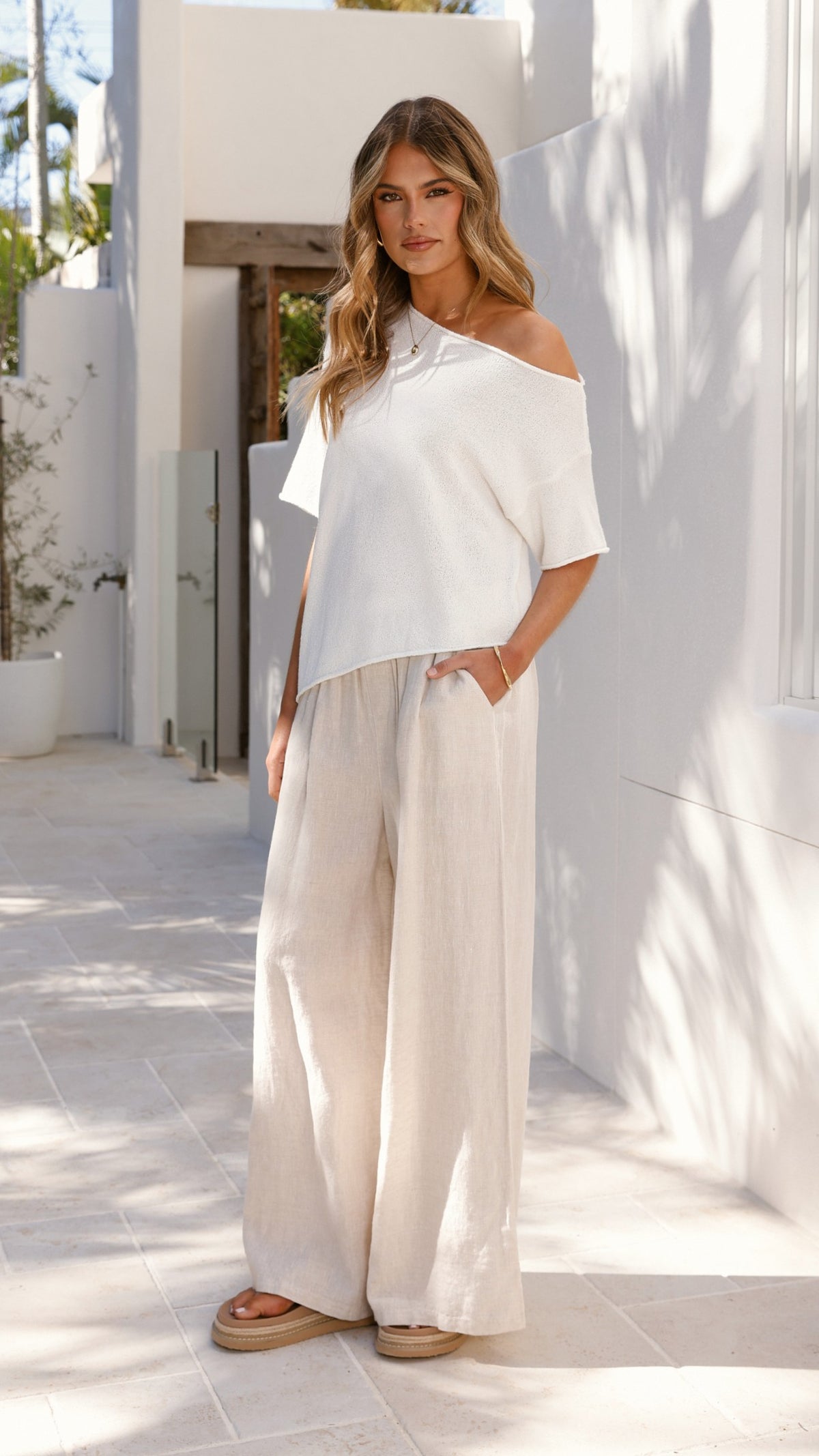 Blair Off Shoulder Tee - White - Billy J