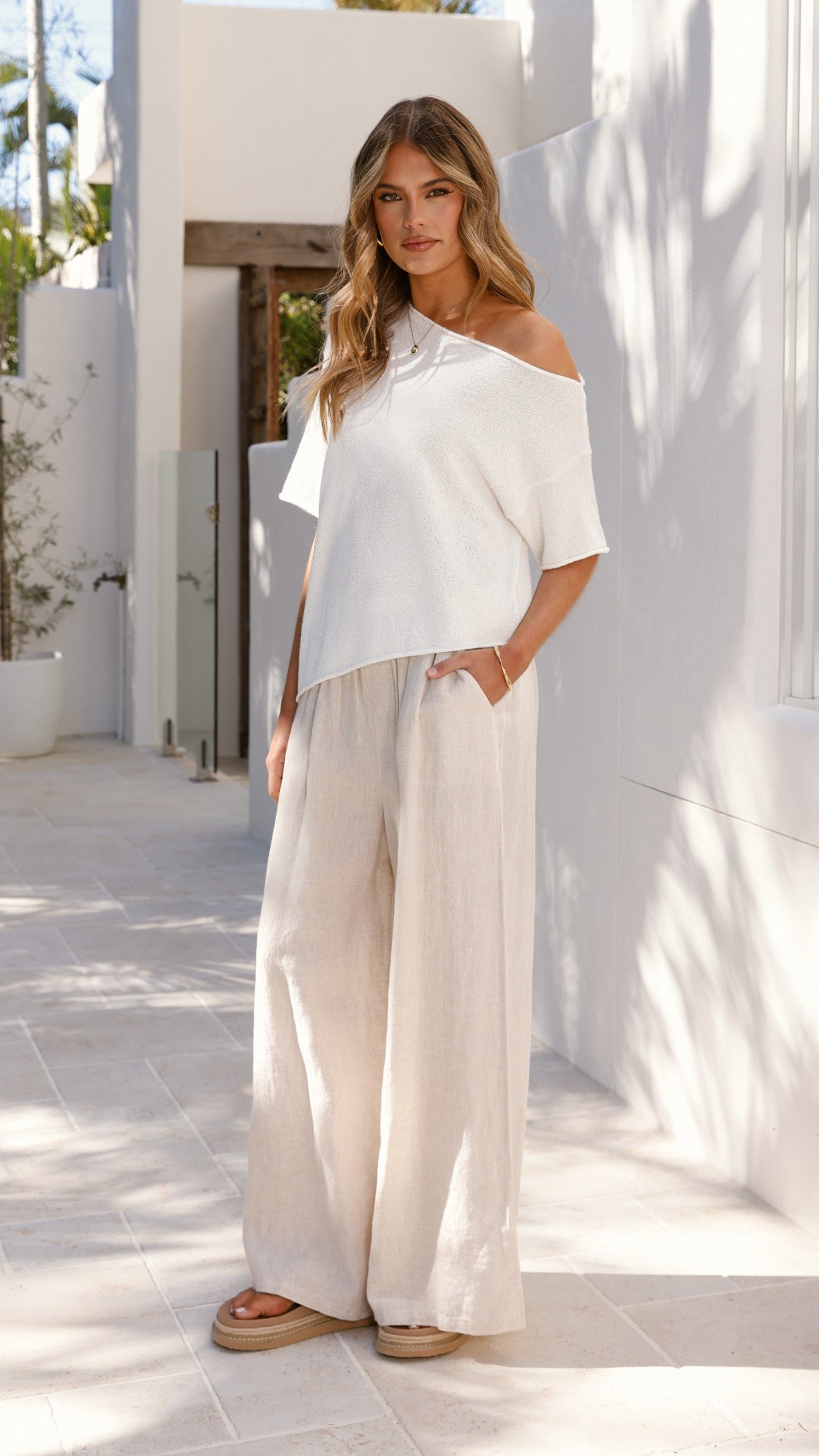 Blair Off Shoulder Tee - White - Billy J