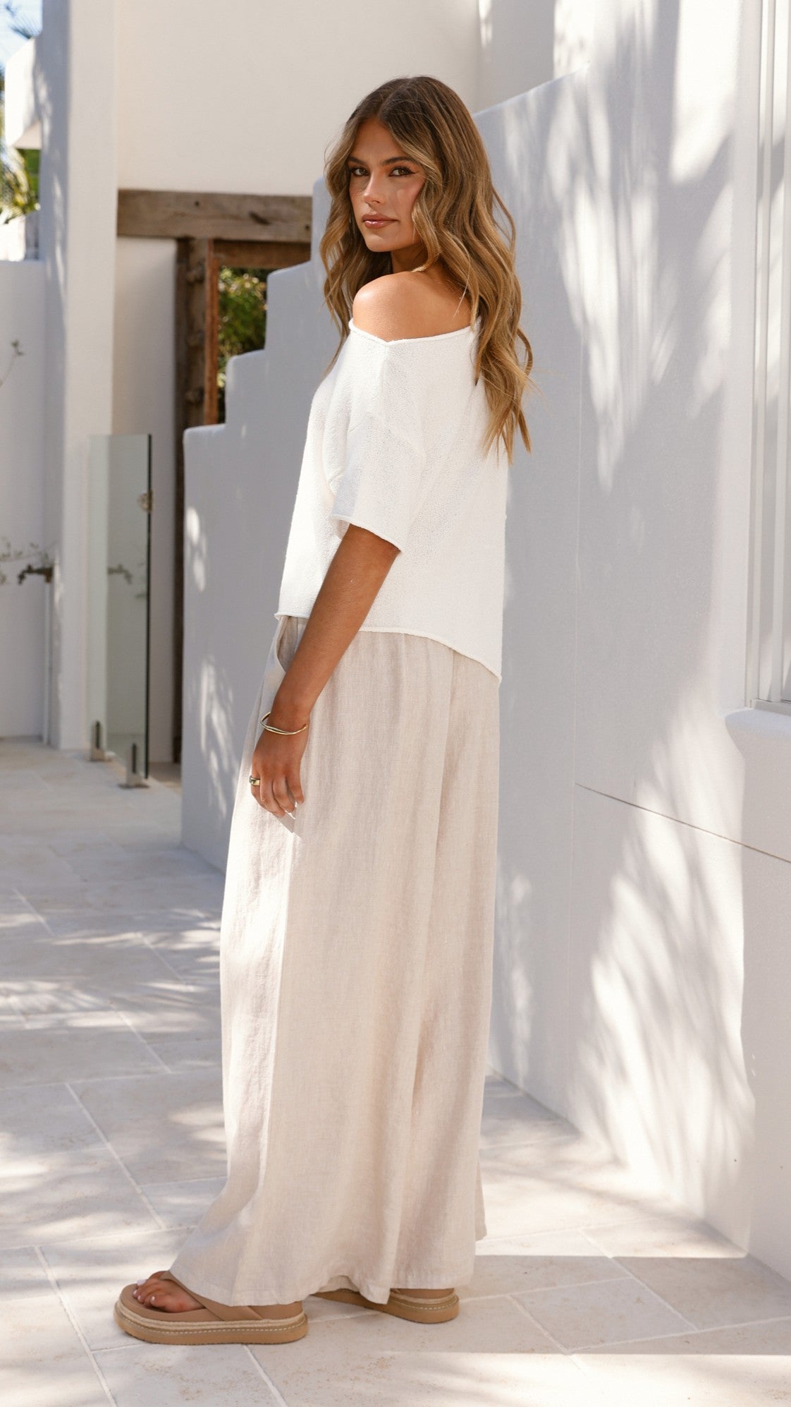 Blair Off Shoulder Tee - White - Billy J