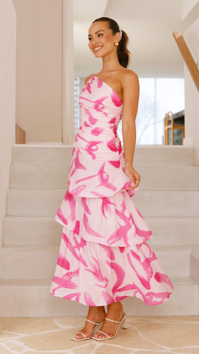 Load image into Gallery viewer, Nalani Maxi Dress - Pink Print - Billy J
