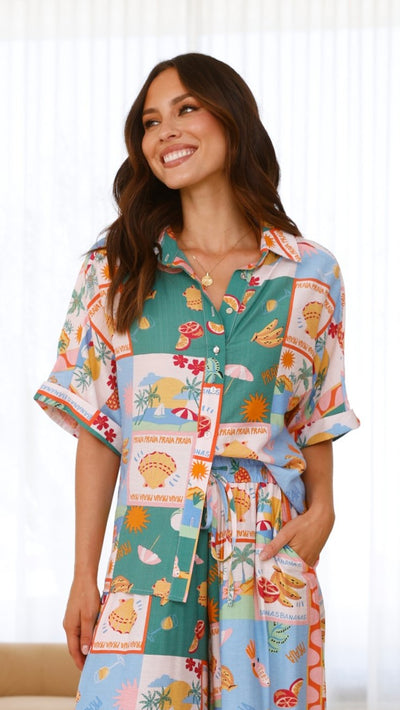 Load image into Gallery viewer, Mila Shirt - Praia Print - Billy J
