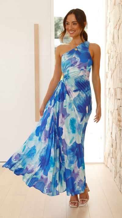 Load image into Gallery viewer, Laken Maxi Dress - Blue Floral - Billy J
