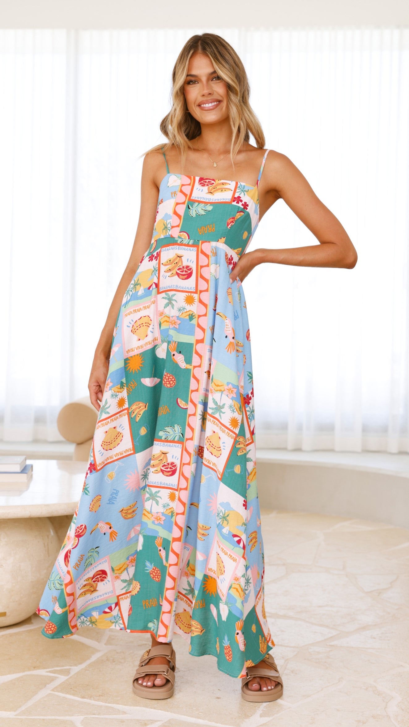 Jaylene Maxi Dress - Praia Print - Billy J