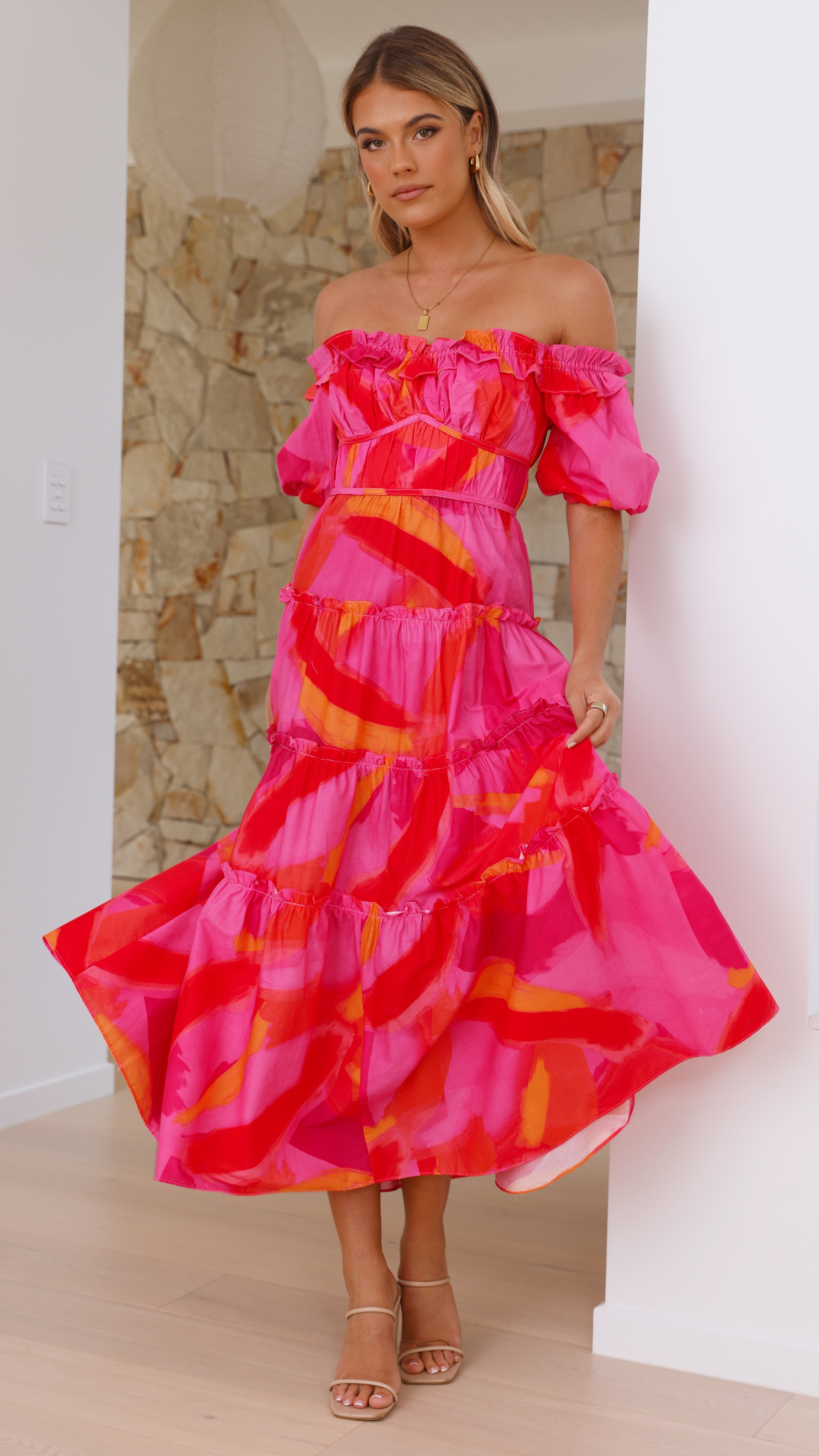 Tallulah Midi Dress - Pink - Billy J