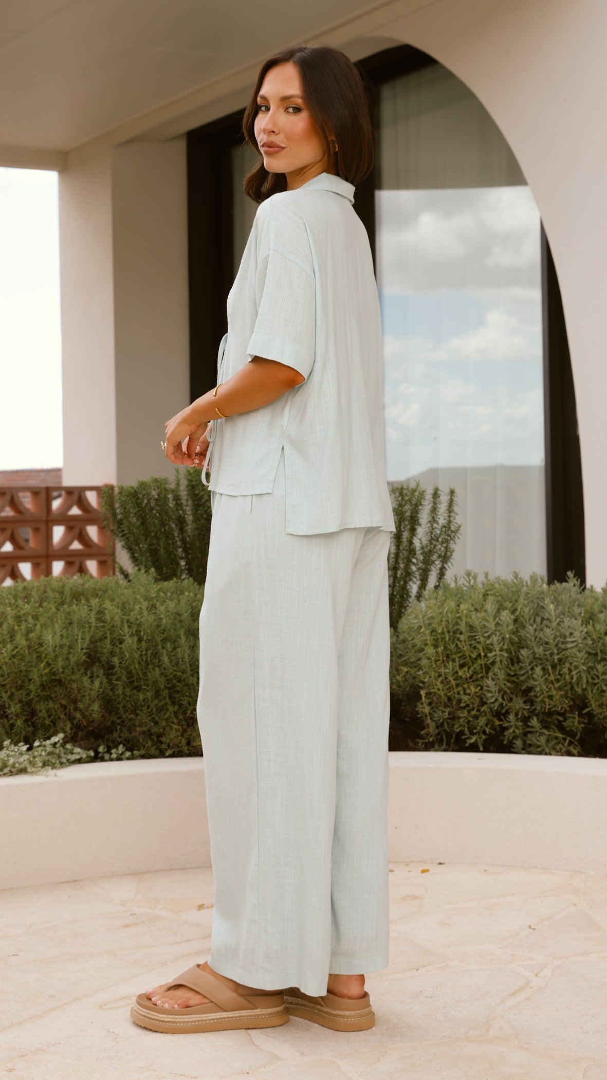 Lexi Linen Pants - Blue - Billy J
