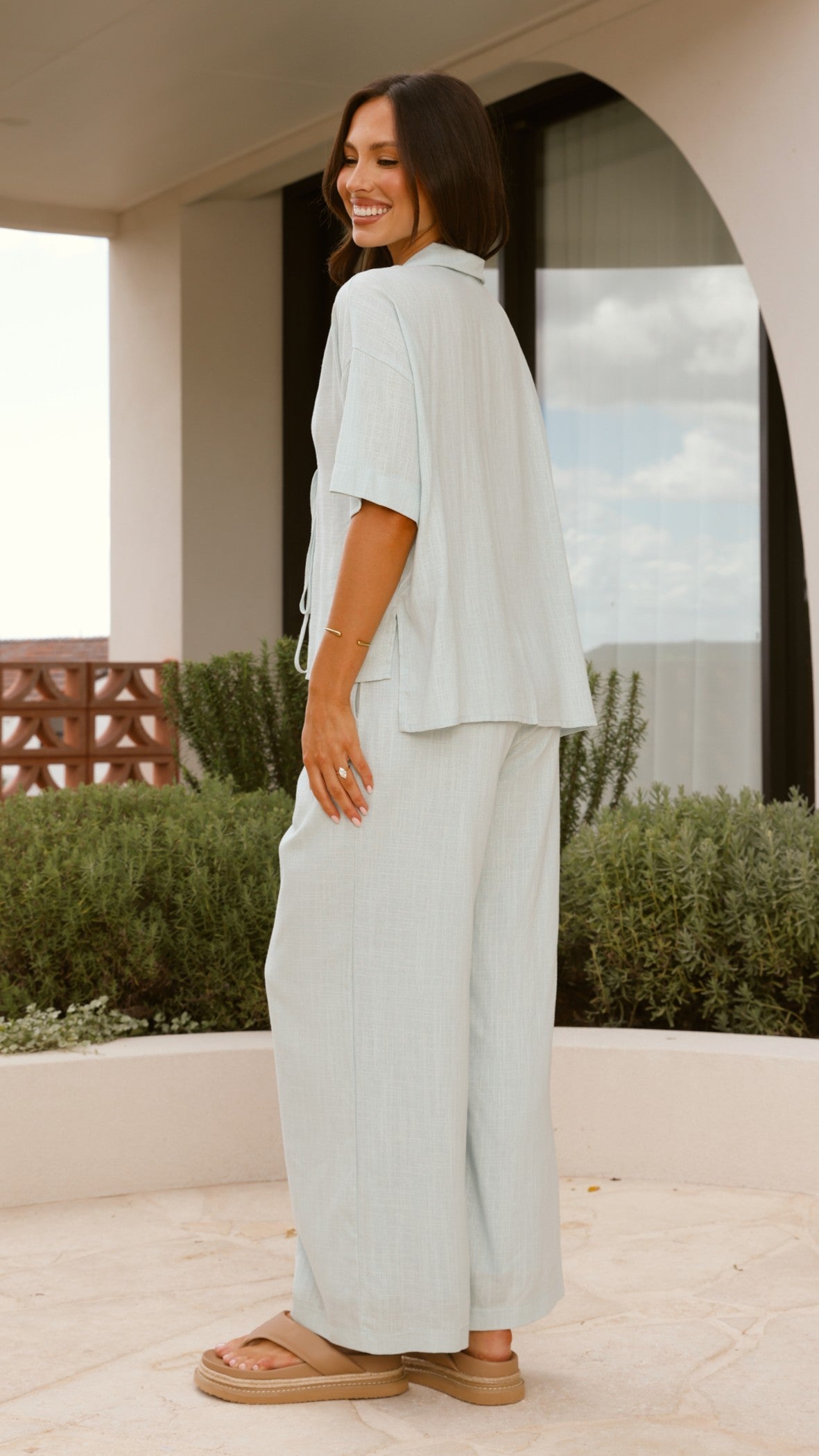 Lexi Linen Pants - Blue - Billy J