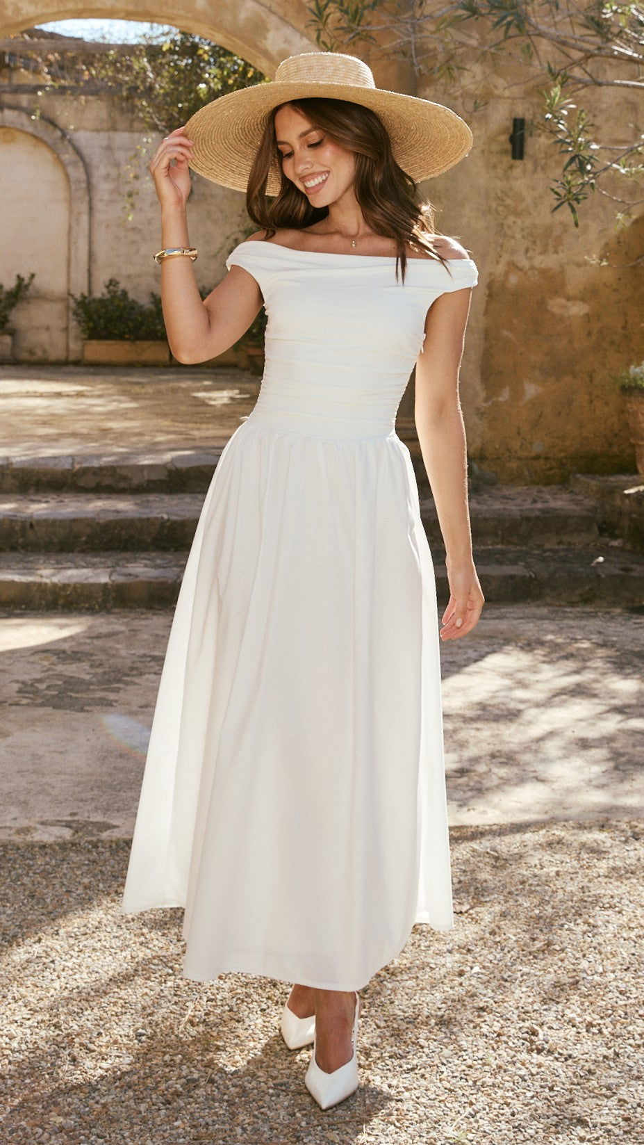 Immy Midi Dress - White - Billy J