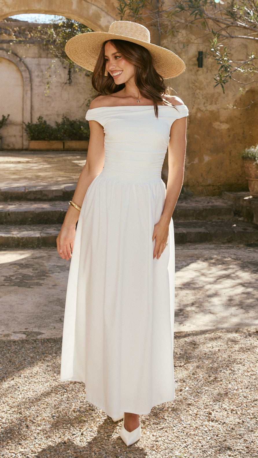 Immy Midi Dress - White - Billy J