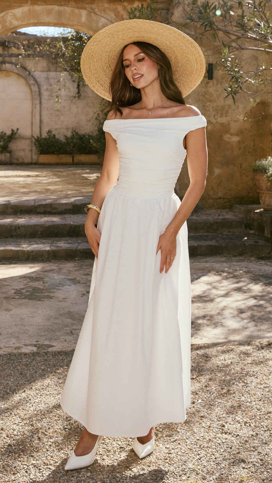 Immy Midi Dress - White - Billy J