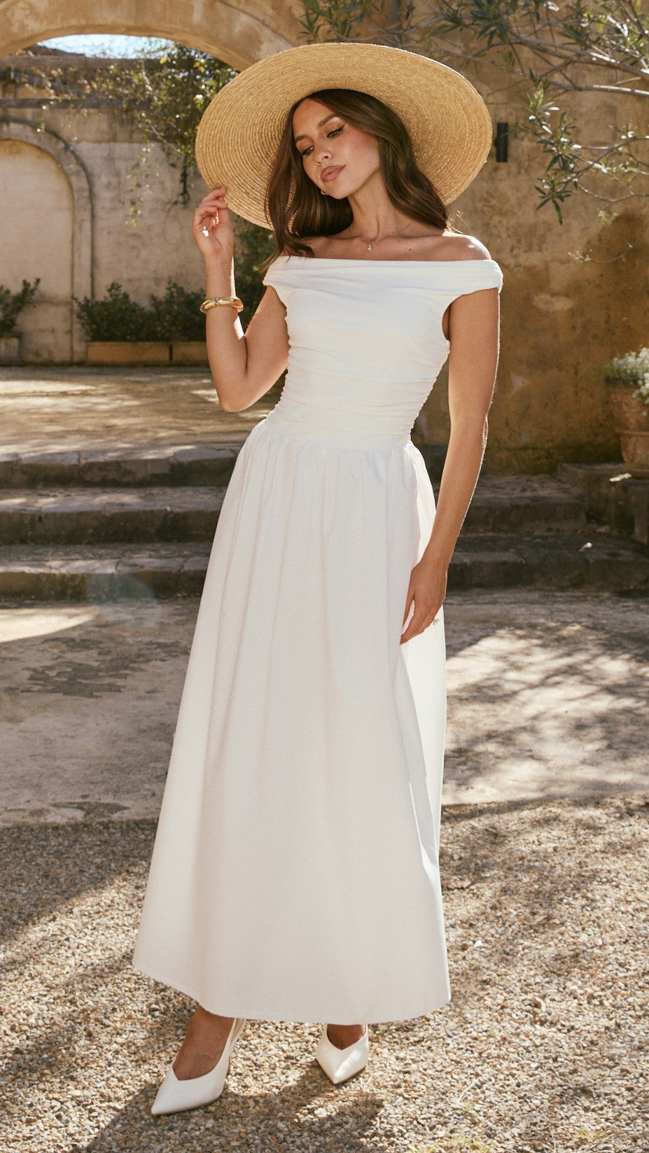 Immy Midi Dress - White - Billy J