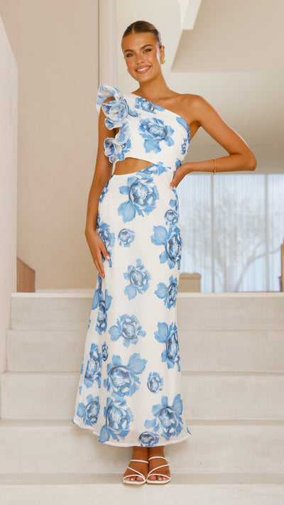 Load image into Gallery viewer, Amina Maxi Dress - Blue Rose - Billy J
