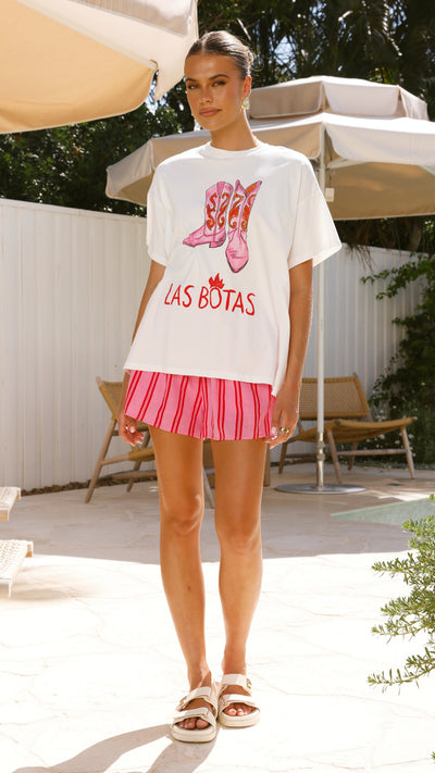 Load image into Gallery viewer, Las Botas Top and Shorts Set - White/Pink - Billy J
