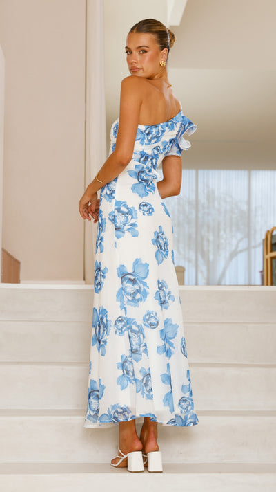 Load image into Gallery viewer, Amina Maxi Dress - Blue Rose - Billy J
