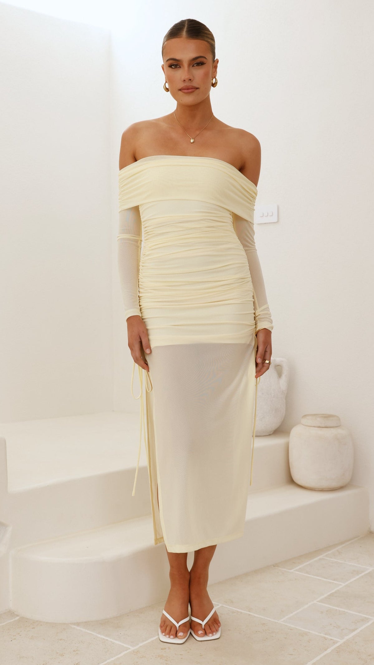 Isadora Off Shoulder Maxi Dress - Yellow - Billy J