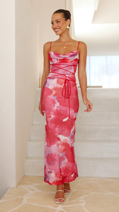 Load image into Gallery viewer, Hanne Maxi Dress - Pink Floral - Billy J
