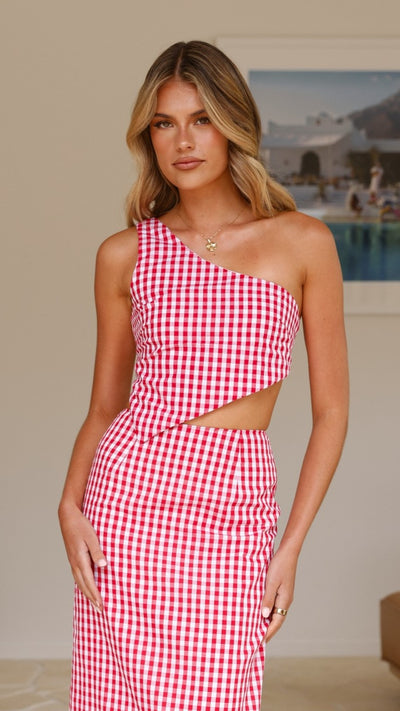 Load image into Gallery viewer, Jalena One Shoulder Top - Picnic Red - Billy J
