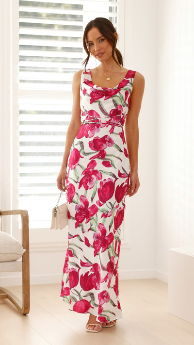 Load image into Gallery viewer, Alzira Maxi Dress - Pink Floral - Billy J
