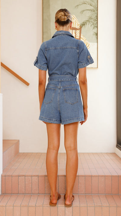 Load image into Gallery viewer, Emma Playsuit - Denim - Billy J
